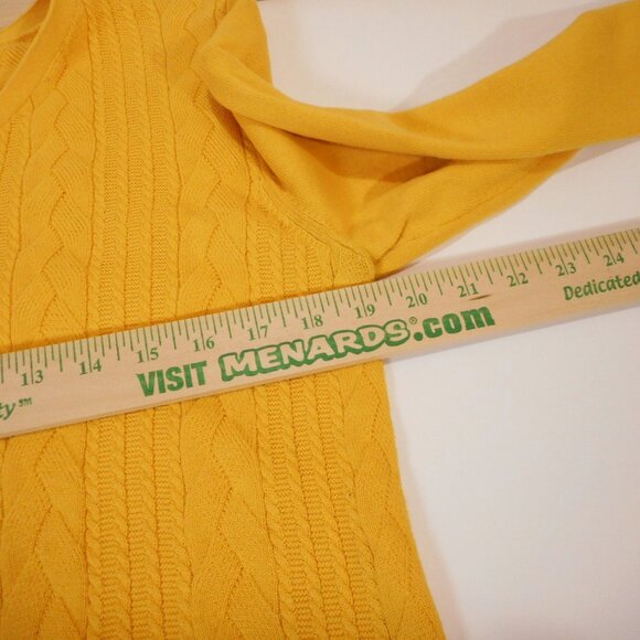 Talbots Women's size M Cotton Sweater Yellow V-Neck Long Sleeve Cable Knit - Picture 6 of 10